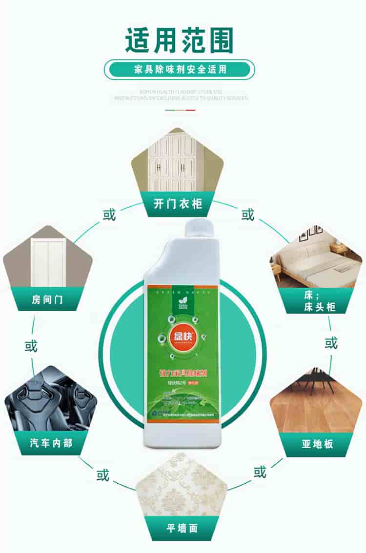 適用范圍，家具除味劑安全適用，開(kāi)門衣柜，床，床頭柜，亞地板，平面墻，汽車內(nèi)部，房間門